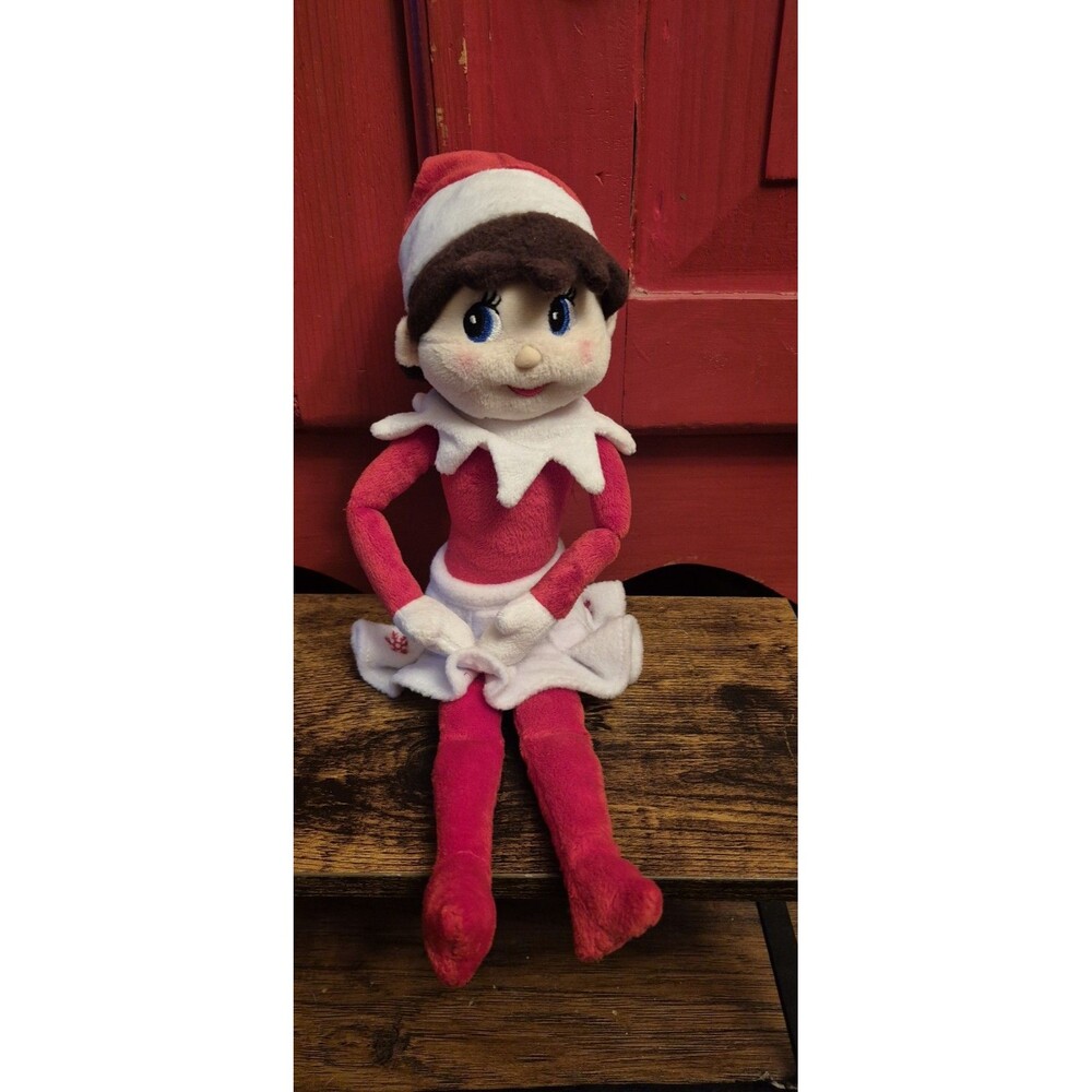 Clean Elf on the Shelf Girl Plushee Pals 14" Plush Doll White Skirt Blue Eyes
